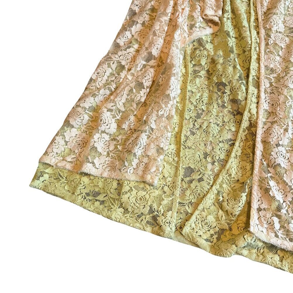 Free People FP One Solene Creme Peach High Low Maxi Skirt Stretch Lace Med NWT - Picture 7 of 14